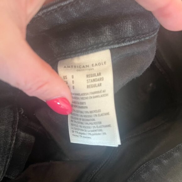 American Eagle Black Distressed High Rise Jegging Women's 0 Regular - Picture 8 of 10
